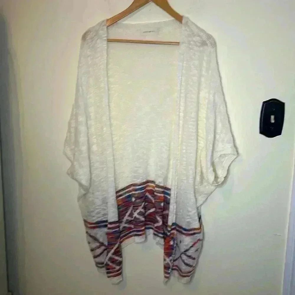 Dreamers Rainbow Bottom Short Sleeve Sweater Shrug Oversized Size S/M